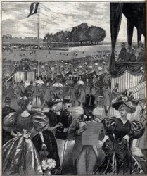 Les courses de lyon (racetracks de Lyon) - efter grand prix - gravyr i "Le Progres illustrious"" från 1895