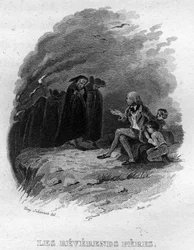 Den vördade fadern Chanson de Beranger i "" Oeuvres completes"" (1834) av Pierre Jean de Beranger (1780-1857), fransk poet och låtskrivare.