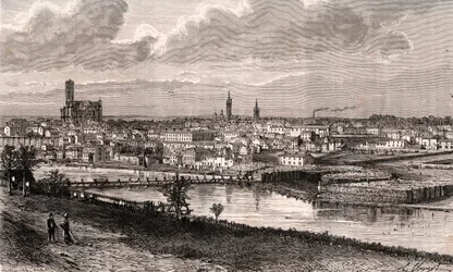 Limoges - Haute-Vienne - gravyr i "La France illustree: geografi, historia, statistisk administration" av V.A. Malt-brunt. 1884