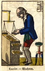 Lån skarpare; Serie om handel, bild av Epinal från 1800-talet.
