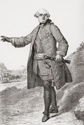 Louis Charles César Le Tellier anayejulikana kama Duke wa Estrées, 1695 1771. Kamanda wa kijeshi wa Ufaransa na Marshal wa Ufaransa. Kutoka Les Heures Libres iliyochapishwa 1908.swed