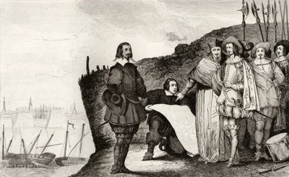 Ludvig XIII (1602-43) vid belägringen av La Rochelle i oktober 1628, från 