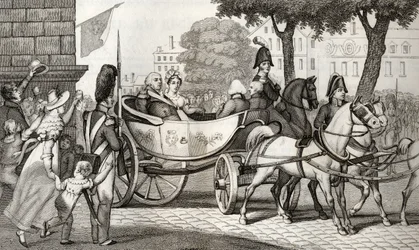 Ludvig XVIII (1755-1824) går in i Paris vid restaureringen 1814, från 