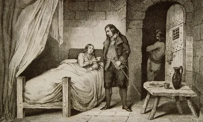 Ludvig XVII (1785-95) sjuk och fängslad, ur "Histoire de France" av Colart, publicerad omkring 1840.