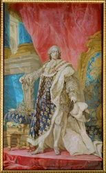 Ludvig XV, kung av Frankrike. Kartong till en gobeläng
