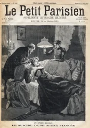 Kärleksdrama: En 17-årig fästmös självmord efter makens död. Nummer av tidningen ”Le Petit Parisien” den 27/08/1893.