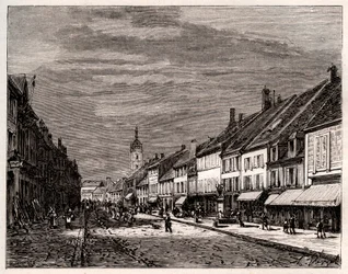 Lure - departementet Haute-Saone i regionen Bourgogne-Franche-Comte - gravyr i "La France illustree: geografi, historia, statistisk administration" av V.-A. Malt-brunt. 1884
