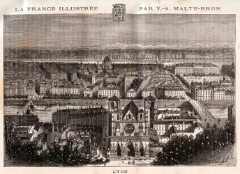 Lyon - gravyr i "La France illustrée: geografi, historia, statistisk administration" av V.A. Malt-Brown. 1884