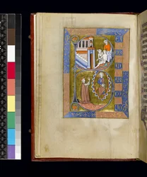 MS 300 f.XIII, folio från Psalter and Hours of Isabella of France, Paris, c.1265-70 (penna & bläck och tempera på pergament)