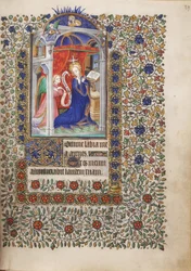 MS Widener 6 f.29r, Annunciation, from a Book of Hours, användning av Paris