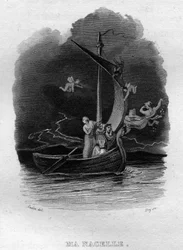 Ma nacelle Chanson de Beranger i "" Works Completes"" (1834) av Pierre Jean de Beranger (1780-1857), fransk poet och låtskrivare.