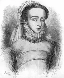 Madame de Sauve (en av kvinnorna som Catherine de Medicis (Caterina de Medici) använde för att föra anteckningar om hovets folk). Även känd som Charlotte de Beaune, baronessan de Sauve, sedan som markisis de Noirmoutier, älskare av Henri IV. I "" Histoire 