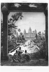 Huvudfasaden av Angkor Wat, illustration från Atlas du voyage d