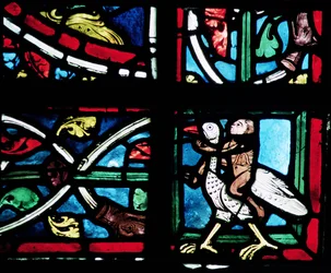 Man rider på en fågel, 1200-talet