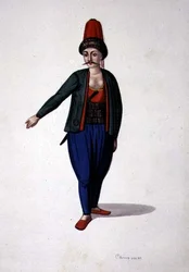 Man med en dolk, ottomansk period, tredje kvartalet av 1700-talet (akvarell på papper)