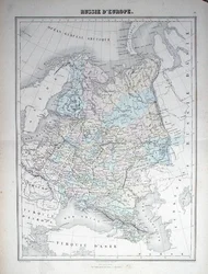 Karta över det europeiska Ryssland, ca 1840 (kolorerad gravyr)