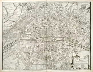 Karta över Paris, från The Atlas of Paris av Jean de la Caille, 1714