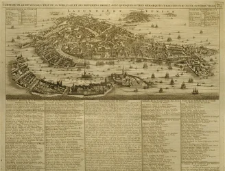 Karta över Venedig, utgiven av H. Chatelain i Amsterdam, 1728