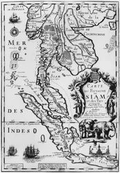 Karta över kungariket Siam, Paris, 1686