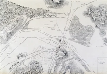 Karta över staden Lutèce (Lutetia Parisorium idag Paris) och dess omgivning gjord 1882.