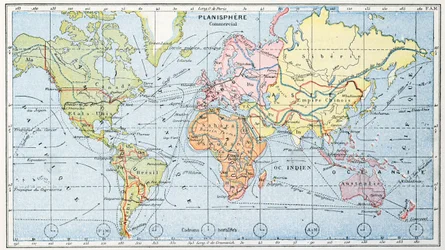 Karta över världens viktigaste handelsrutter till sjöss, 1912