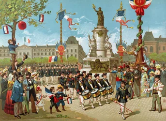 Marsch av skolbataljoner den 14 juli 1883 på Place de la Republique