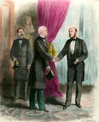 Marechal Mac Mahon (1808-1898) på besök hos republikens nye president Jules Grevy (1807-1891) efter presidentvalet 1879. Privat samling.