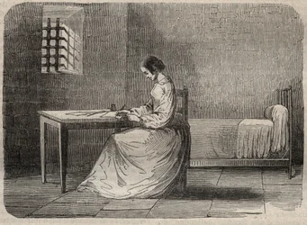 Marie Fortunee Capelle, Marie Lafarge (Madame) (1816-1852) Fransk brottsling i sitt fängelse - Gravering i "Causes celebres de tous les peuple" av Armand Fouquier (1817-18?) 1858-1867 - privat samling