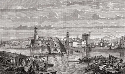 Marseille under 1700-talet, graverad av Pibaraud efter Le Breton, från 