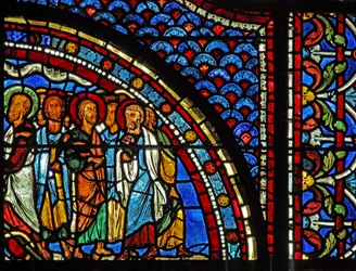 Maria Magdalenas fönster: Maria berättar för lärjungarna om uppståndelsen (w46)