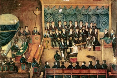 Frimurarinitieringsceremoni för en manlig frimurare, tidigt 1800-tal