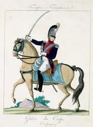 Medlem av Grd du Corps, från Troupes Francaises, pub. i Basset, Paris, ca 1790