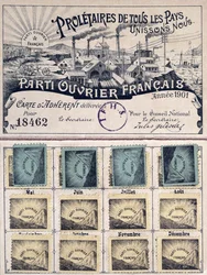 Medlemskort för det franska arbetarpartiet under Jules Guesdes ledarskap (1845-1922) 1901