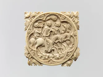 Spegelfodral med falkoneringsfest, 1330–60