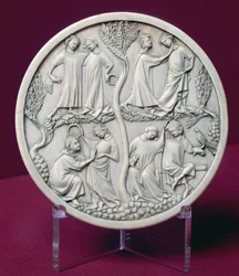 Spegelfodral föreställande höviska scener, ca 1320-30 (se även 170247)