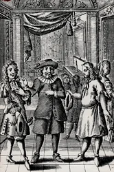 Snål, gravyr från Molieres verk, pseudonym för Jean-Baptiste Poquelin (1622-1673) - Scene de la piece av Moliere L