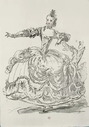 Miss Puvigne som den levande statyn, i Pigmalion, ett libretto av Lamotte, komponerat av Jean-Philippe Rameau (1683-1764) 1748 (färgstick)
