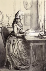 Mme Roland (1754 - 1793) - i "Historical Gallery of the French Revolution" av Alber Maurin