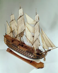 Modell av Royal Louis (Royal-Louis), fregatt av den franska flottan. 1700-talets Paris, Musee de la Marine