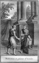 Måttlighet och tålamod av Aristide den rättfärdige (urgamla grekiska Aristeides), en atensk statsman, ca. 550 i deme av Alopece, dog 467. I "" Skönheter i antik historia eller minnesvärda fakta och talesätt från stora män""