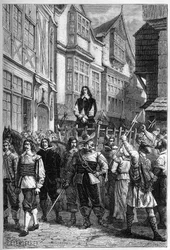 Montrose fördes till fängelse på en vagn - James Graham (1612-1650), Marquess of Montrose skotsk general utställd på High Street of Edinburgh, 1650 - gravyr från "" The History of England, från de tidigaste tiderna "" av Francois Guizot 187