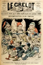 Dödande Turkiet och främmande makter som kämpar för hans stövlar, omslag "" Le Grelot"" 21/2/1897.