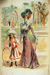 Mor och dotter på promenad