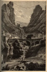 Moustiers-Sainte-Marie (Moustiers Sainte Marie) - Alpes-de-Haute-Provence - gravyr i "" PATRIE" - PIK BESKRIVNING AV FRANKRIKE I 6 BÅNGAR AV LUCIEN HUARD - slutet av 1800-talet