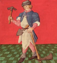 Ms.3066 fol.42 v Smeden, från Le Livre des Echecs Moralises av Jacques de Cessoles