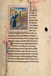 Ms65 f29r, Commentary on the Apocalypse of St John, sent 1200-tal (penna & bläck och tempera på veläng)