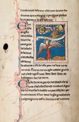 Ms65 f29v, Commentary on the Apocalypse of St John, sent 1200-tal (penna & bläck och tempera på veläng)
