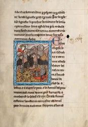 Ms65 f30r, Commentary on the Apocalypse of St John, sent 1200-tal (penna & bläck och tempera på veläng)