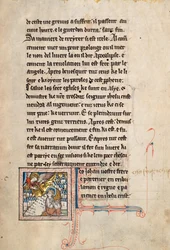 Ms65 f3r, Commentary on the Apocalypse of St John, sent 1200-tal (penna & bläck och tempera på veläng)