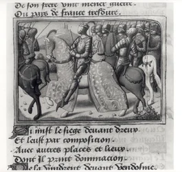 Ms.Fr.5054 fol.26 r Charles VII (1403-61) och Jeanne d